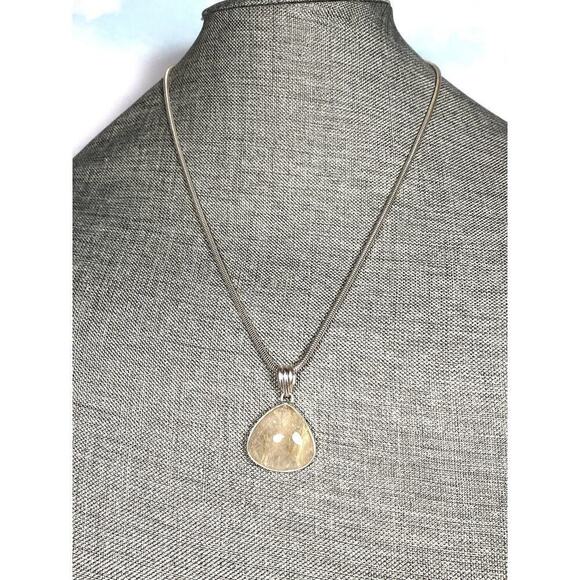 Rutilated Quartz 925 Sterling Silver Teardrop Shaped Pendant Necklace 21” 24.08g - Picture 7 of 16